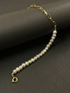 Gold French-Style Half Chain Natural Pearl Bracelet