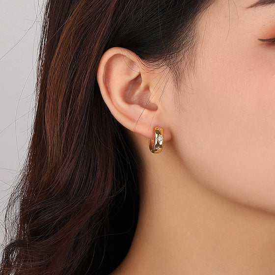 Golden Polaris Diamond Sparkle Hoop Earrings