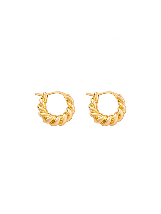 18K French Horn Crescent Earrings