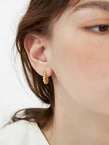  18K French Horn Crescent Earrings