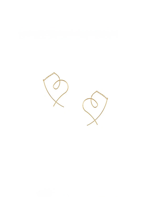 High-end Love Thread Minimalist Heart-shaped Earrings