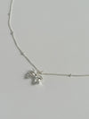 Korean-style 925 silver butterfly knot / ribbon necklace in Silver
