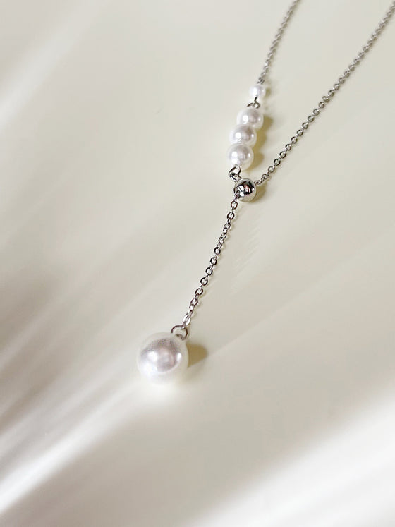 Silver Pearl Strand Extended Necklace