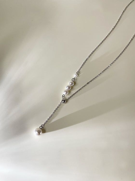 Silver Pearl Strand Extended Necklace