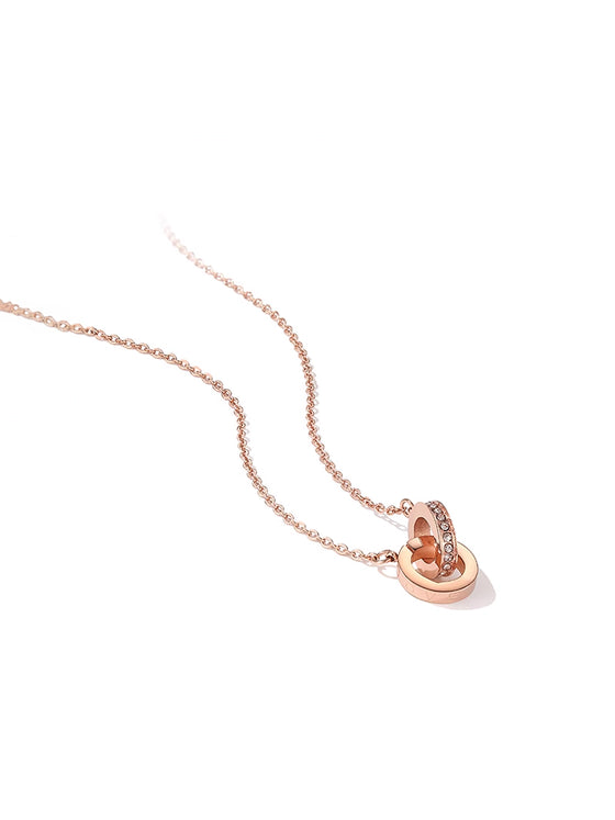 Rose Gold Interlocked Circles Necklace