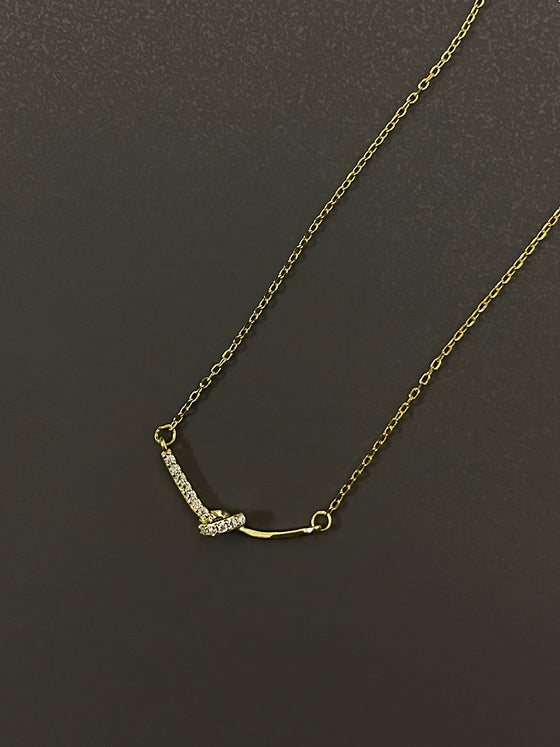 Gold Plated Diamond Casual Knot Necklace