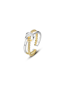  Gold-Silver Dual Layer Sterling Silver Adjustable Knot Ring