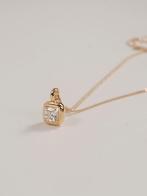 Golden Princess Cut Diamond Necklace