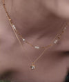 Golden Princess Cut Diamond Necklace