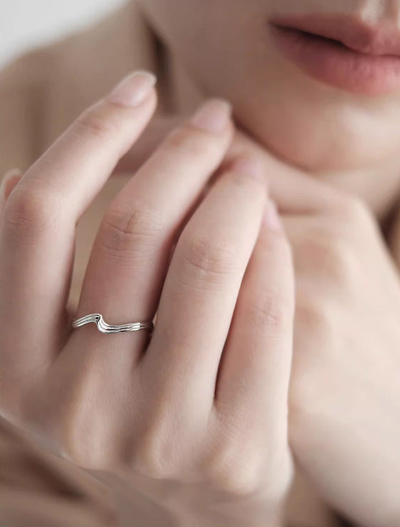 Minimalistic Sterling Silver Wave Ring