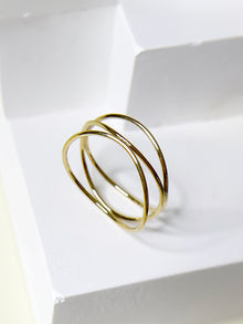  Gold French-Style Three-Layer Ultra-Fine Interwoven Ring Waterproof